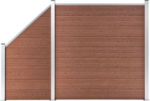 vidaXL Ogrodzenie WPC, 1 panel kwadratowy + 1 skośny, 273x186 cm, brąz 1