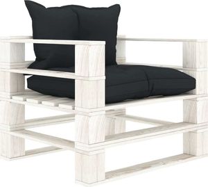 vidaXL Ogrodowe siedzisko z palet, z antracytowymi poduszkami, drewno 1