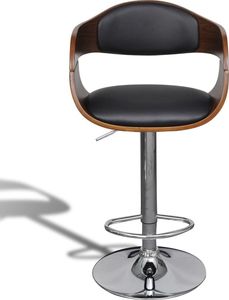 vidaXL Stołki barowe, 2 szt., czarne gięte drewno i sztuczna skóra 3