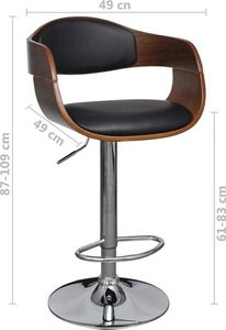 vidaXL Stołki barowe, 2 szt., czarne gięte drewno i sztuczna skóra 7