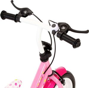 vidaXL Rower dla dzieci 12 cali biało-różowy 4