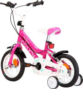 vidaXL Rower dla dzieci 12 cali czarno-różowy 3
