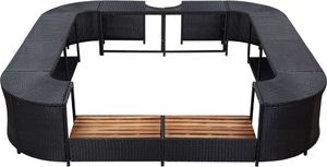 vidaXL Kwadratowa obudowa spa, czarna, 268x268x55 cm, polirattan 3