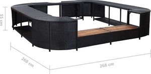 vidaXL Kwadratowa obudowa spa, czarna, 268x268x55 cm, polirattan 6
