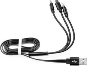 Kabel USB USB-A - USB-C + microUSB + Lightning 1 m Czarny (1573-74475_20190619105845) 2