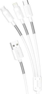 Kabel USB Dudao USB-A - USB-C + microUSB + Lightning 1.2 m Biały (dudao_20200226104151) 1