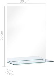 Lustro vidaXL Lustro ścienne z półką, 30x50 cm, hartowane szkło 6