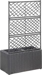 vidaXL Donica z kratką i 2 wkładami, 58x30x107 cm, polirattan, czarna 3