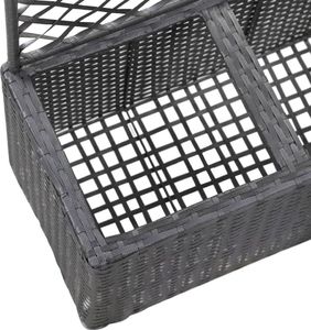 vidaXL Donica z kratką i 2 wkładami, 58x30x107 cm, polirattan, czarna 6