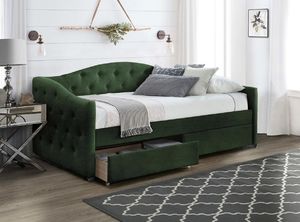 Elior Pojedyncze łóżko z szufladami Orin - zielone 1