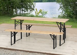 4Living Zestaw stół+2 ławki Wooden Beer brązowy 6