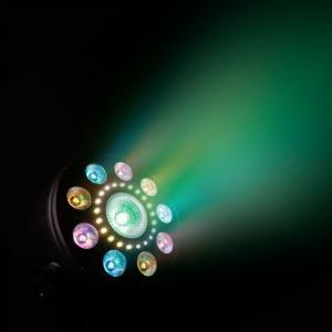 Świetlówka Cameo Płaski reflektor PAR Cameo FLAT MOON 3w1, diody LED RGB+ UV+ stroboskop 7