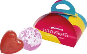 Cafe Mimi Dovanų rinkinys kūno priežiūrai Cafė Mimi Tutti Frutti: šnypščiantis vonios burbulas 120 g + muilas 80 g 1