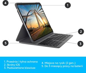 Logitech Slim Folio Pro for iPad Pro 12.9-inch (3rd and 4th gen) - GRAPHITE - UK (920-009710) 6