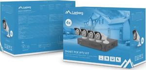 Kamera IP Lanberg Zestaw do monitoringu rejestrator 8 kanałowy + 4 kamery IP 12