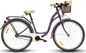 Dutch Goose Rower miejski Shabby 28'' fioletowy z metalowym koszem 1