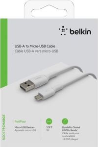 Kabel USB Belkin USB-A - microUSB 1 m Biały (CAB005bt1MWH) 1