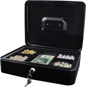 Iso Trade Kasetka sejf na pieniądze duża czarna metalowa na klucz uniwersalny 11