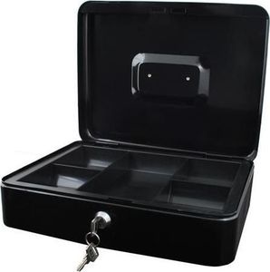 Iso Trade Kasetka sejf na pieniądze duża czarna metalowa na klucz uniwersalny 12