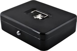 Iso Trade Kasetka sejf na pieniądze duża czarna metalowa na klucz uniwersalny 8