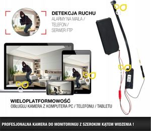 Kamera IP Luxury Ukryta mini kamera IP WiFi Android iOS Full HD 140 stopni uniwersalny 3