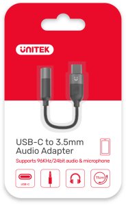 Adapter USB Unitek USB-C - Jack 3.5mm Czarny (M1204A) 4