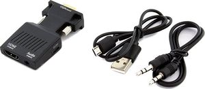 Adapter AV Apte HDMI - D-Sub (VGA) + Jack 3.5mm czarny (1267-uniw) 1