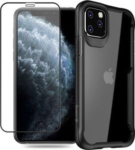 Crong Crong Hybrid Clear Cover - Zestaw etui iPhone 11 Pro (czarny) + szkło hybrydowe 9H uniwersalny 2