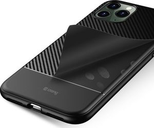 Crong Crong Prestige Carbon Cover - Zestaw etui iPhone 11 Pro (czarny) + szkło hybrydowe 9H uniwersalny 7