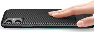 Crong Crong Prestige Carbon Cover - Zestaw etuii iPhone 11 (czarny) + szkło hybrydowe 9H uniwersalny 5