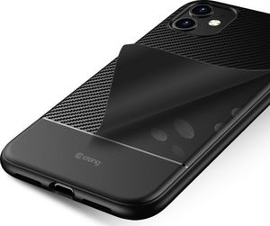 Crong Crong Prestige Carbon Cover - Zestaw etuii iPhone 11 (czarny) + szkło hybrydowe 9H uniwersalny 7