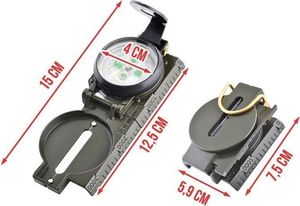 Iso Trade Aluminiowy Kompas wojskowy militarny z linijką uniwersalny 12