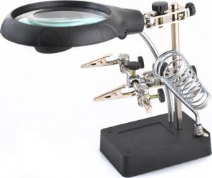 Iso Trade Uchwyt trzecia ręka z podświetleniem LED i lupą 5
