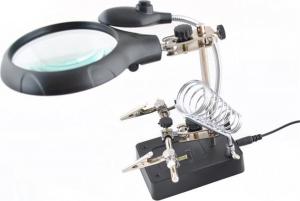 Iso Trade Uchwyt trzecia ręka z podświetleniem LED i lupą 6
