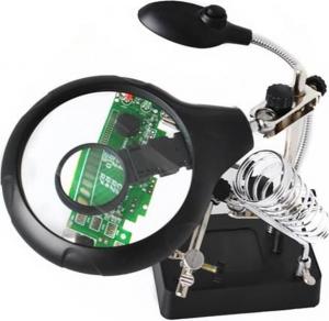 Iso Trade Uchwyt trzecia ręka z podświetleniem LED i lupą 8