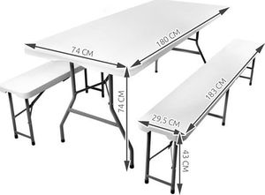 Malatec Stół ogrodowy składany 180cm + 2 ławki 3
