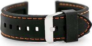 Pasek gumowy do zegarka - przeszywany czarny/pomarańczowe 24mm uniwersalny 1