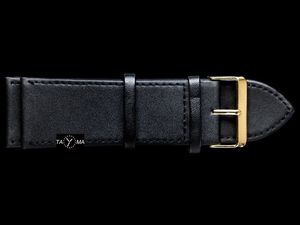 Pasek skórzany do zegarka - czarny/czarne/złoty - 28mm uniwersalny 1