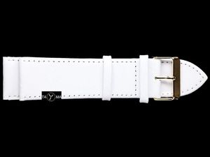 Pasek skórzany do zegarka - biały/złoty - 26mm uniwersalny 1
