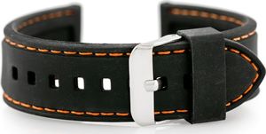 Pasek gumowy do zegarka - przeszywany czarny/pomarańczowe 28mm uniwersalny 1