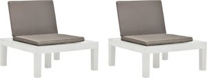 vidaXL krzesła ogrodowe z poduszkami, 2 sztuki, plastik, białe (3054424) 1