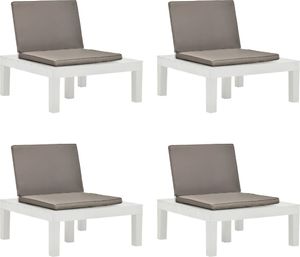 vidaXL krzesła ogrodowe z poduszkami, 4 sztuki, plastik, białe (3054425) 1