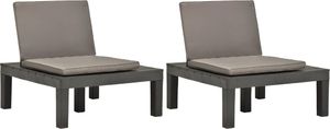 vidaXL krzesła ogrodowe z poduszkami, 2 sztuki, plastik, antracytowe (3054426) 1