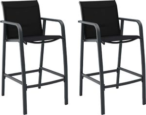 vidaXL ogrodowe krzesła barowe, 2 sztuki, czarne, tworzywo textilene (48116) 1