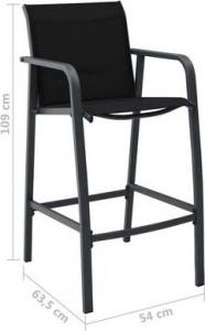 vidaXL ogrodowe krzesła barowe, 2 sztuki, czarne, tworzywo textilene (48116) 3