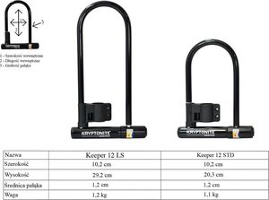 Kryptonite Zapięcie, U-Lock Kryptonite Keeper 12 STD z uchwytem uniwersalny 5