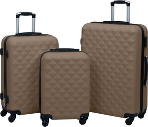 vidaXL Zestaw twardych walizek na kółkach, 3 szt., brązowy, ABS 1