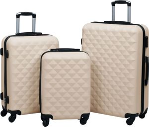 vidaXL Zestaw twardych walizek na kółkach, 3 szt., złoty, ABS 1