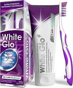 White Glo Mouthwash wybielająca pasta z płynem do płukania ust 100ml + szczoteczka do zębów 1