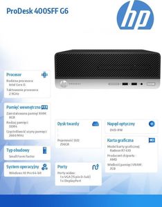 Komputer HP ProDesk 400 G6, Core i5-9400, 8 GB, Radeon R7 430, 256 GB M.2 PCIe Windows 10 Pro 4